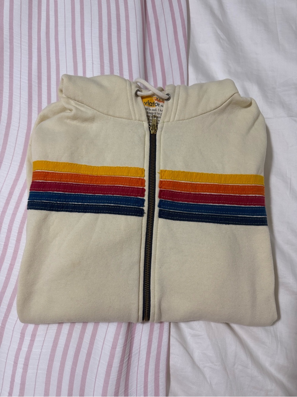Aviator Nation 5 STRIPE HOODIE - VINTAGE WHITE